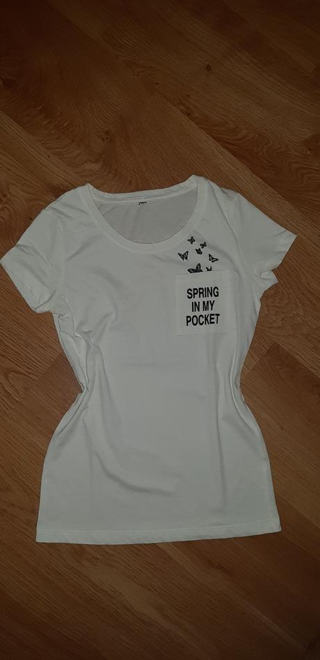 Biele tričko s motýľmi, cherokee,xs