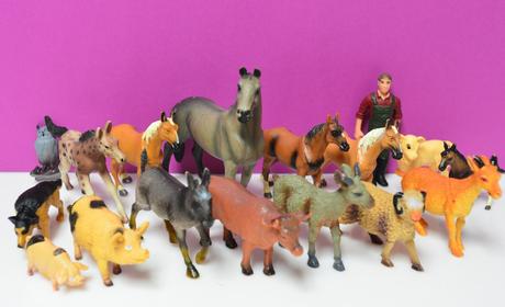 Zvieratá farma kone, koza..., 