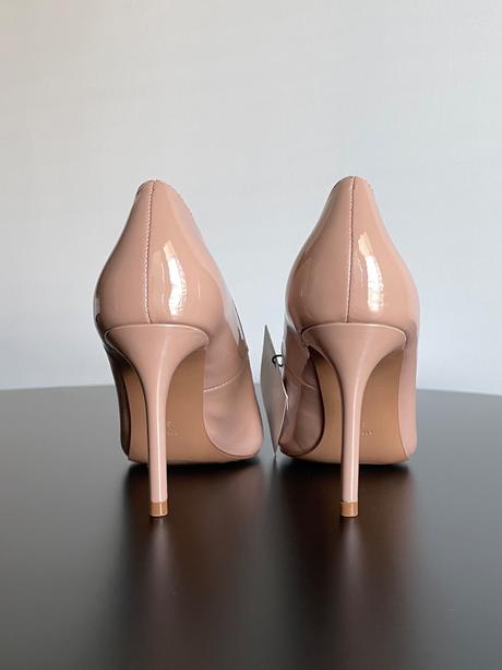 Špicaté ihličky lodičky béžové nude lakované 9 cm, mango,36