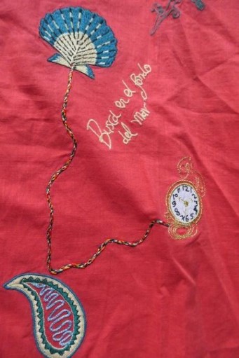 Desigual vysivana nova cervena bluzka/tunika, desigual,l / m