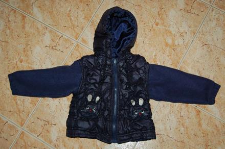 Tmavomodrá bundička s kapucňou,vreckami,mam ju, 86