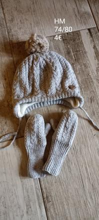 Zimná čiapka s rukavicami, h&m,74