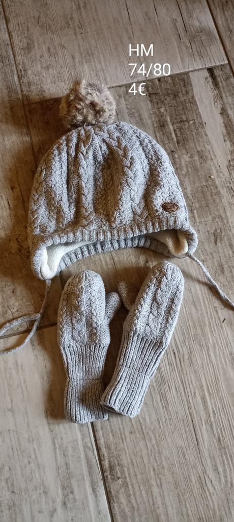 Zimná čiapka s rukavicami, h&m,74