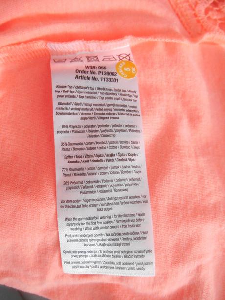 Neónové tielko s krajkou na 8-10 rokov, 134