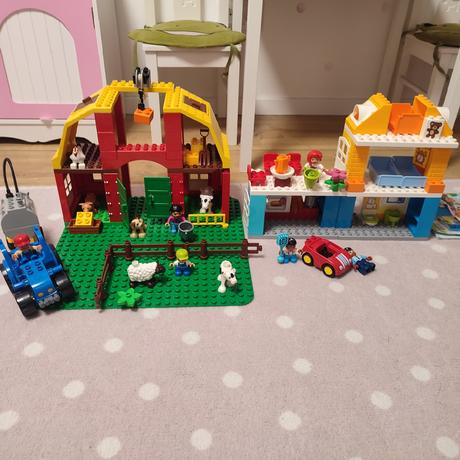 Lego duplo farma, veterinár, dom, stavebné stroje, 