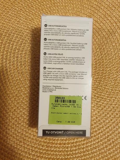 Auto nabíjačka s micro usb káblom, 