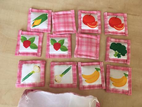 Látkové pexeso ružové - ovocie+zelenina,