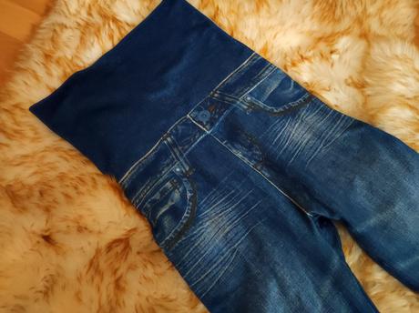 Hrubé elastické legíny imitácia rifloviny, s