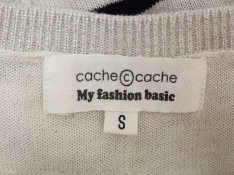 -biely prúžkovaný pulóver cache cache veľ. s, s