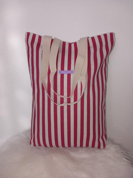 Látková taška červené prúžky, 