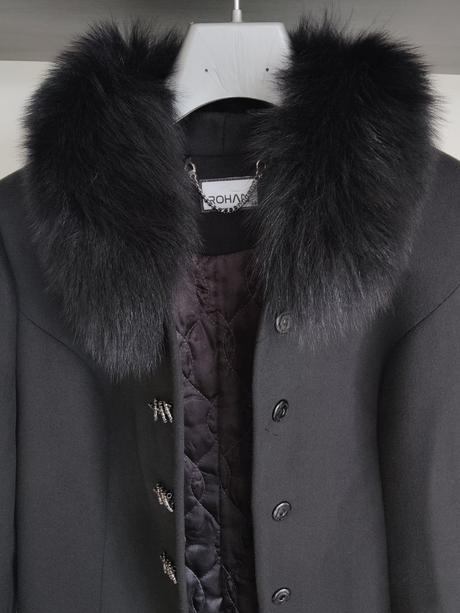 Elegantný dámsky vlnený kabát s kožušinkou veľ. 44, xl