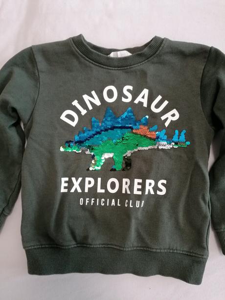 Dino mikina s flitrami, h&m,104