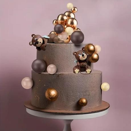 Tortový zápich guličky hnedé ombre (108ks)-skladom, 