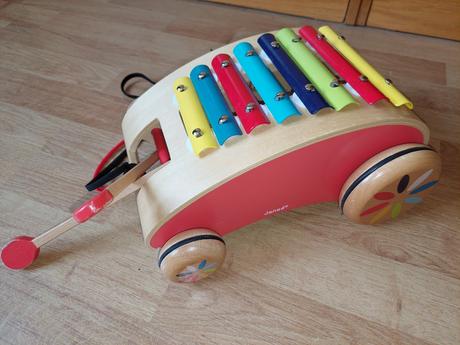 Xylofon / drevený vozík janod hudobný nastroj, 