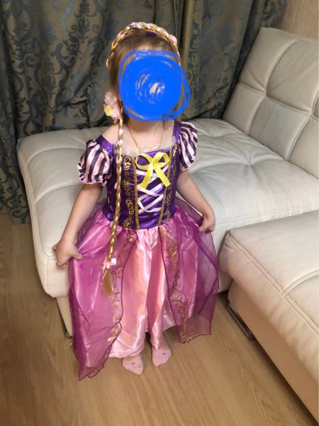 Rapunzel locika nový kostým na 5/6 rokov, 