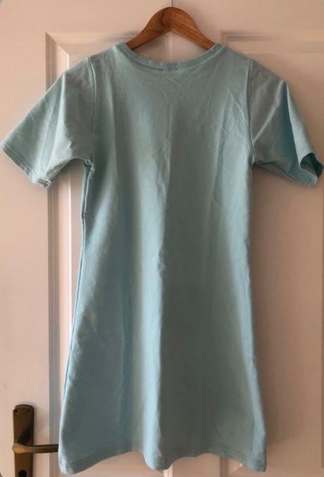 Nenosené tyrkysové minišaty/tričko plačková xs/34, xs