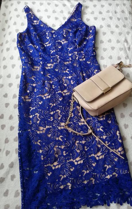 Dámske spoločenské modre šaty midi xl, xl