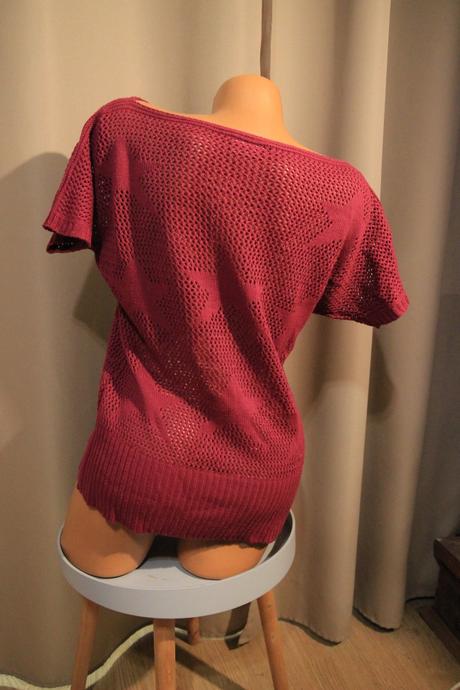 Pletený ružový top, l/xl, l