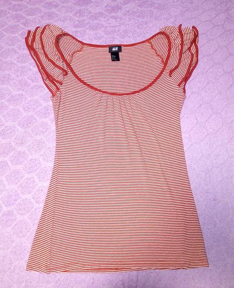 Červené pruhované tričko, h&m,m