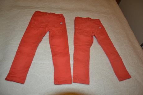 Nádherné cerveno-oranžové rifle unisex na 5-8r., reserved,122