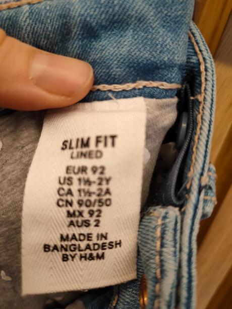 Rifle bledomodré podšité slim fit, h&m,92