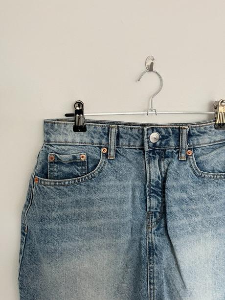 Denim riflová jeansová jarná štýlová sukňa, stradivarius,m