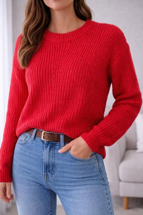 Červený pletený sveter, bershka,xs