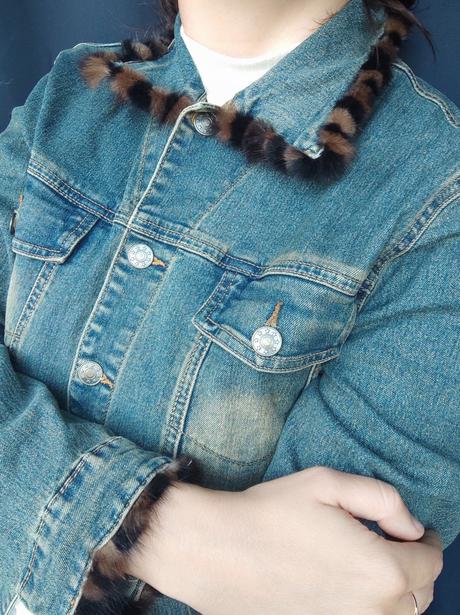 Džínsová bunda s pravou kožušinou, pepe jeans,l