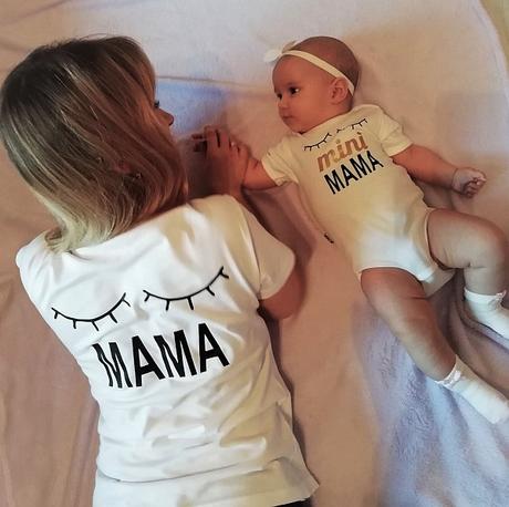 Mama a mini mama - súprava triko a body - biele, l / m / s / xl