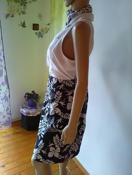 Čiernobiely set - sukňa, blúzka, šatka, h&m,m