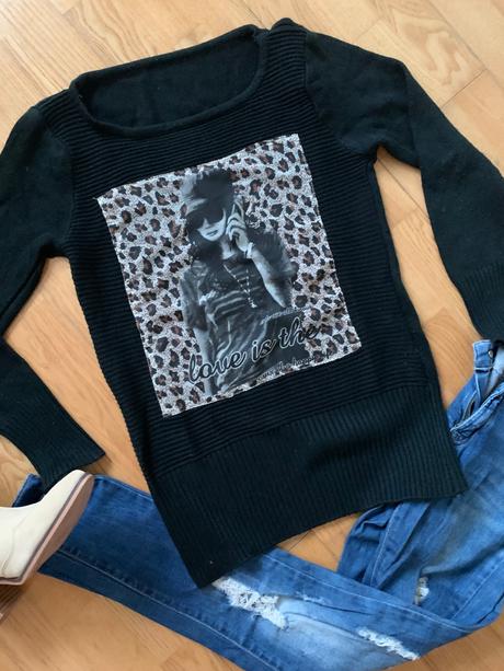 Čierny sveter / pulover, s