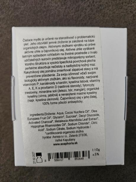 Soaphoria mydlo s aktivnym uhlim, 