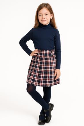 Dievčenská károvaná sukňa so striebornými gombíkmi, 116 - 158