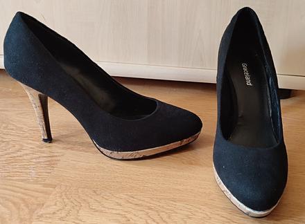 Čierne semišové lodičky, graceland,37