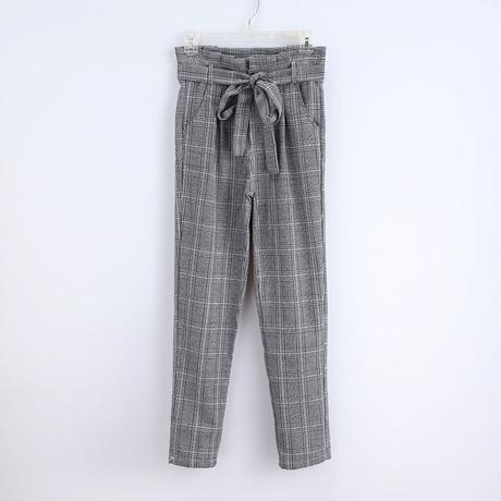 Nohavice grey plaid, l