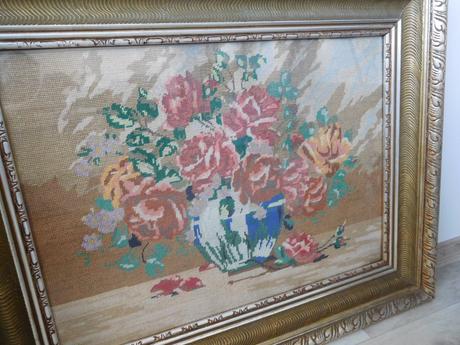 Obrazy vyšívané krížiková výšivka -v drevenom ráme, 