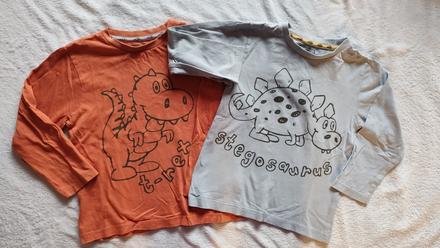 Bavlnené tričko s dinosaurom 2x - 4-5 rokov, tu,110