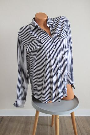 Modro biela viskózová košeľa, l/xl, l