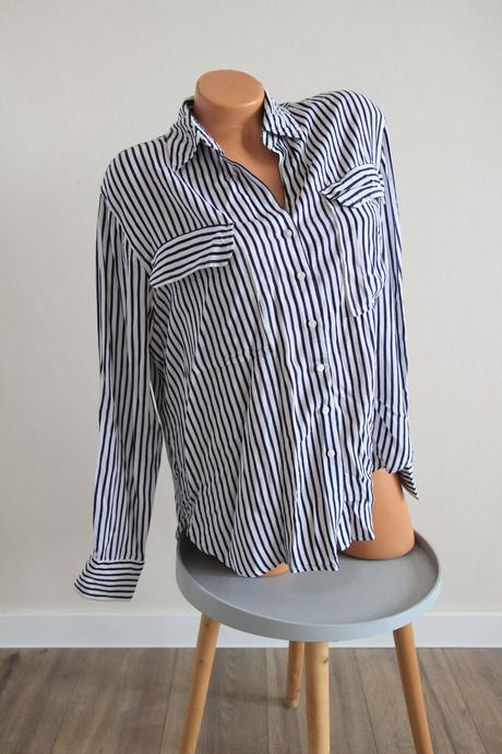 Modro biela viskózová košeľa, l/xl, l