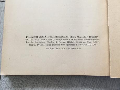 Kniha protokol ix. sjazdu kss 1950,
