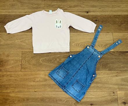 Balík 2 vecí, mikina h&m, šaty f&f, 92, f&f,92