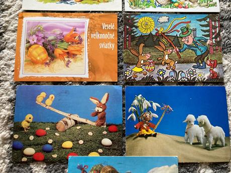 Retro pohľadnice kreslené 80-90roky veľkonočné,