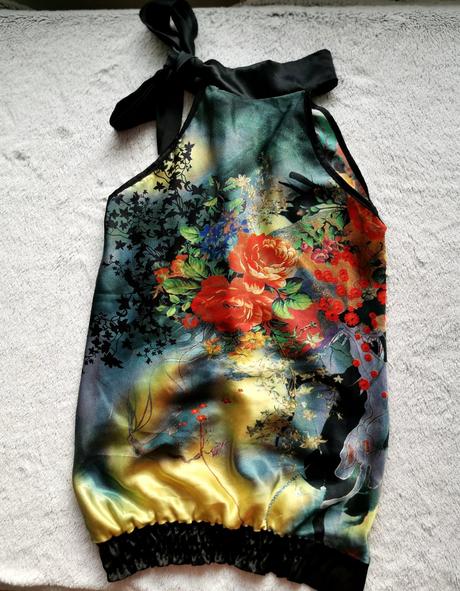 Luxusné saténové tričko okolo krku xs, xs