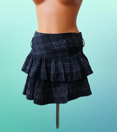 Károvaná mini sukňa s volánmi zn.miss two, m