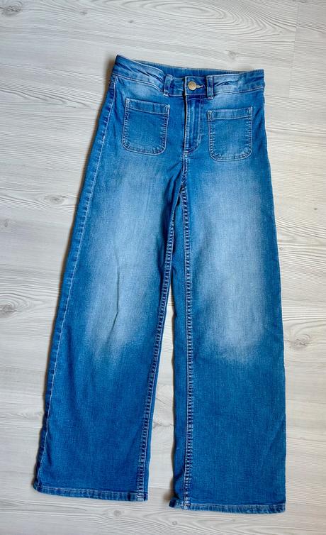 Elastické zvonové nohavice 2 kusy, h&m,140