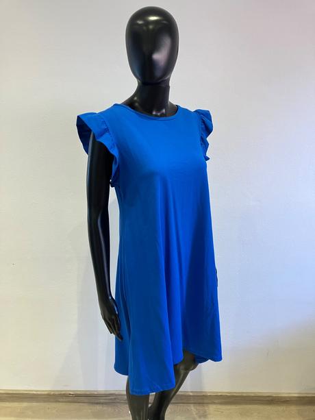 Dámske kráľovskomodré šaty s volánmi (uni), l / m / s