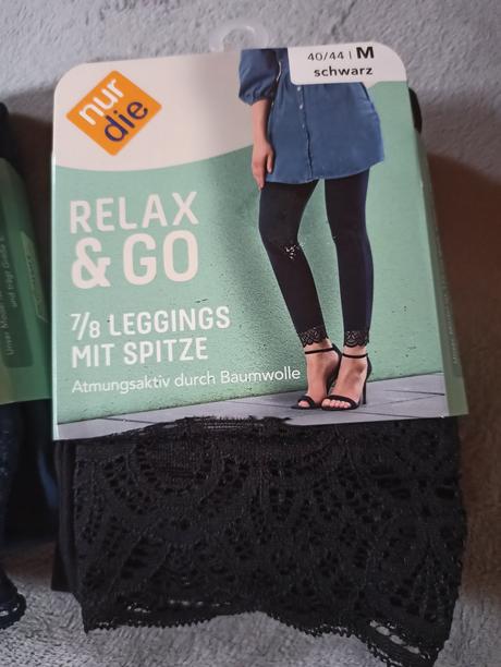 Bavlnené legíny s čipkou, 38 - xl