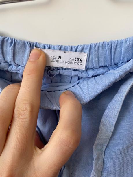 Bledomodré lanové nohavice, zara,134