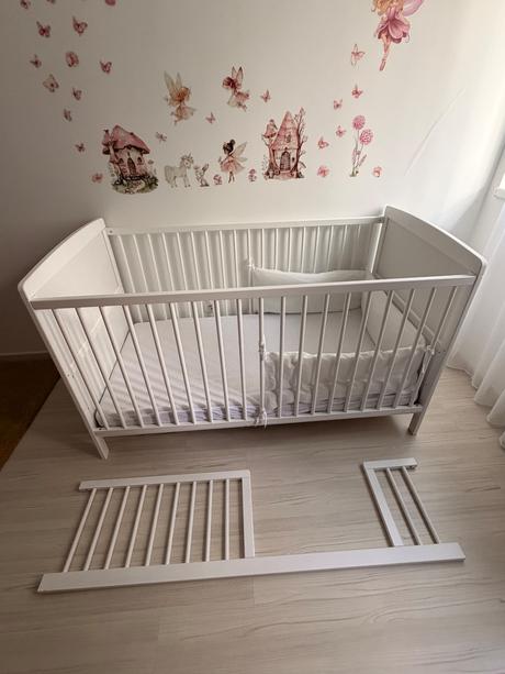 Detská rastúca postieľka drevko 140x70 biela, šírka (cm): 140,dĺžka (cm): 70