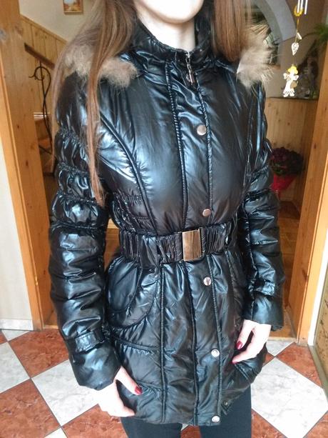 Lesklá čierna bunda, xs